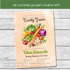 a flyer for an event with vegetables on it and the words, we customize you print