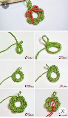 instructions to crochet a christmas wreath ornament