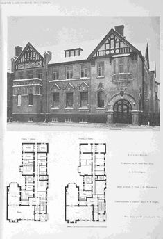 an old building with two floors and three stories in the front, and another floor plan on the back