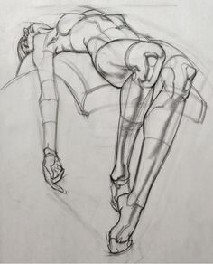 a pencil drawing of a woman bending over