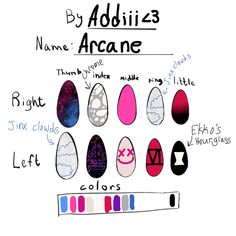 Been seeing a lot of Jinx nails but i wanted to include more stuff from Arcane Isha Arcane Nails, Jinx Nails, Nail References, Nail Design