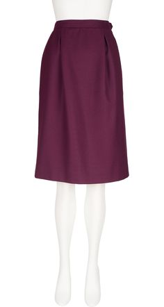 "This late-1970s/early-1980s Yves Saint Laurent Rive Gauche high-waisted skirt was made in France of lined burgundy wool. It fastens up the left side with a metal zipper and a hook at the waistband. There is a 12.5\" vent at the back and a pocket on each side. It's in excellent condition, has been professionally dry-cleaned and is ready to wear. Measurements: Waist - 26\" Hips - 36\" Length - 24.5\" Label Size: 40 IMPORTANT NOTE FOR CANADIAN SHOPPERS: There is a 15% shipping fee that is automati Casual Dark Academia, Pleated Skirt Fall, Cashmere Hair, Fall Fashion Skirts, Shrug For Dresses, Burgundy Skirt, Wool Pencil Skirt, Fashion Business Casual, Cotton Dress Summer