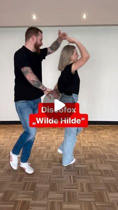 a man and woman are dancing on the dance floor with words that read dis - fox, wide hide