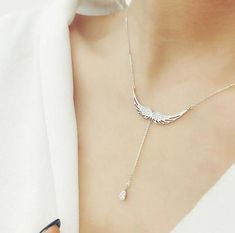 Rhinestone Angel Wings Necklace · KoKo Fashion · Online Store Powered by Storenvy Wedding Choker Necklace, Necklaces Wedding, Silver Angel Wings, Angel Wing Necklace, Angel Pendant, Wing Necklace, Trendy Necklaces, Silver Moon, Rhinestone Jewelry