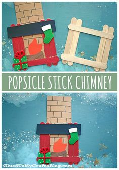 popsicle stick chimney craft for kids to make it looks like they are in the fireplace