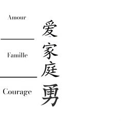 an image of some chinese characters with the words family in english and japanese writing on them