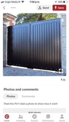 an instagramted photo of a black gate with the caption'photos and comments'on it