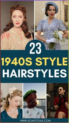 Step back in time with these 23 timeless 1940s hairstyles that perfectly capture the vintage glamour of the era. From elegant pin curls to sophisticated victory rolls, these classic styles are perfect for anyone looking to add a touch of old Hollywood charm to their look. Discover stunning hair inspiration to recreate these iconic styles and embrace the beauty of 1940s hair trends. 40s Victory Rolls, Long Hair 1940’s Style, 1940 Long Hairstyles, 1940s Hollywood Hair, Vintage Wedding Hair Medium Length, 1940s Hairstyles For Long Hair Updo, Pill Box Hat Hairstyles, Simple 1940s Hairstyles, Vintage Hairstyles With Hat