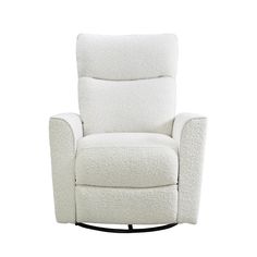 a white recliner chair with a black base