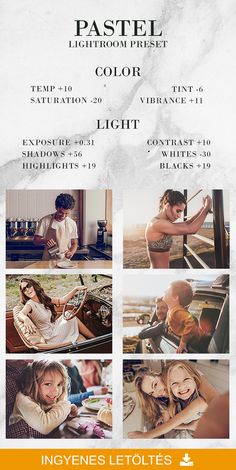 the poster for pastel lightroom preset color, featuring two women and one man