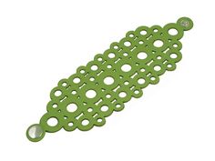 a green bracelet with holes in the middle