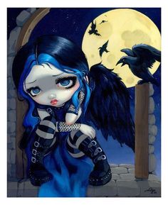 size: 27x22in Art Print: The Whispered Word Lenore by Jasmine Becket-Griffith : This art print displays sharp, vivid images with a high degree of color accuracy. A member of the versatile family of art prints, this high-quality reproduction represents the best of both worlds: quality and affordability. Art prints are created using a digital or offset lithography press. Big Eyes Doll, Amy Brown, Fairy Pictures, Gothic Fairy