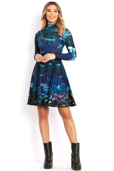 Night Swimming Long Sleeve Evil Longline Dress - 7 DAY UNLIMITED ($119AUD) by BlackMilk Clothing Clothes Wishlist, Late At Night, Fashion Spring, Long Sleeve Midi