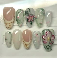 Japan Nail, Asian Nails, Minimal Nails, Cute Nail Designs, Cute Acrylic Nails, Acrylic Nail Designs, Nail Tech