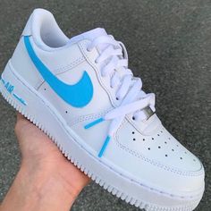 Custom Blue Air Force 1 *Any Color Paint Available * This Item Is Unisex So Anyone Can Rock This All Sizes Are Available Please Allow 5-8 Business Days For Delivery #Streetwear #Nike Air Forces Colored, Blue Air Force 1, Nike Shoes Custom, Blue Nikes, Blue Air, Color Paint, Pretty Shoes, Custom Shoes, White Nikes