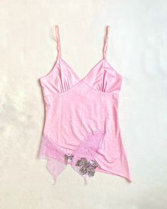 Pink tank top with mesh butterfly Vintage Camisole, Sweet November, Summer Outfits, Fashion Inspo, Cute Outfits, Sewing, Quick Saves, Clothes