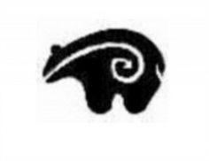 the black and white silhouette of an animal's head with spirals on it