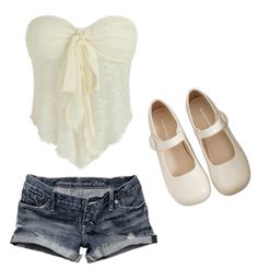 White Blouse, Summer Top, Bra Tops, Tube Top, Jean Shorts, Shoes Flats, Womens Shorts, Crop Tops, Pins