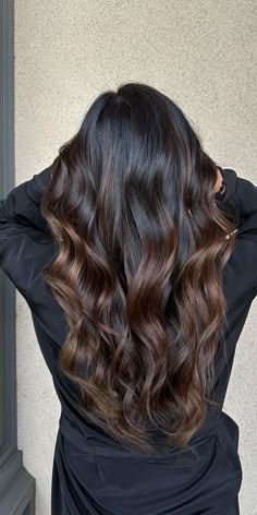 Bronze Balayage On Black Hair, Coffee Hair Color Balayage, Soft Balayage On Black Hair, Mocha Ombre Hair, Dark Brown Ombré Hair, Dark Black Balayage Hair, Hazelnut Balayage On Black Hair, Brown Bolyage, Coffee Balayage Brunette Hair