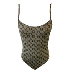 Fendi Vintage Zucchino Ff Monogram Swimsuit #42 Swimwear Khaki Nylon Rankab+ Ab+: Good Condition, Used. Vintage, Still In Good Condition. Please Check Photos For Detail. Underarm To Underarm: 13 Inch33cm Total Length: 19.3 Inch49cm Ff Monogram, Fendi Vintage, Vintage Versace, Versace Shirt, New Vintage, Womens Swim, Versace, Fendi, Monogram