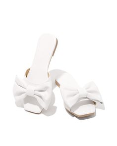 Open-toe Bow Flat Slippers Cute Slides, Pretty Sneakers, Crocs Fashion, Flat Slippers, Slippers Black, Luxe Jewelry, Flat Slipper, Fresh Shoes, Girly Shoes