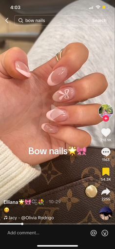 Bow Nail Designs, Bow Nail Art, Mail Ideas, Nails Today, Simple Gel Nails, Summery Nails, French Tip Acrylic Nails, Classy Acrylic Nails, Cute Gel Nails