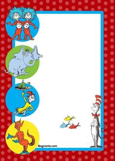 the cat in the hat and other children's books are arranged on a red background