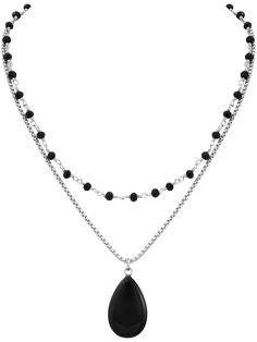 PRICES MAY VARY. GOTHIC BOHO Y2K LAYERED BLACK BEADED TEARDROP CHOKER NECKLACE: Our Black crystal necklace goes with most everyday outfits and look great with boho, hippie and gothic clothing and can be used as a Halloween or Valentine's Day costume MATERIALS: Meticulously crafted from high-quality copper, stainless steel, glass and crystal SIZE & LENGTH: The Black Teardrop Pendant measures 0.59 inches in width, 0.9 inches in length. The first bead chain is 13.7 inches, the second bead chain is Hoop Necklace, Gothic Beaded Necklace For Party, Gothic Beaded Choker Necklace For Party, Moon Necklace Black, Adjustable Black Vampire Style Necklaces, Black Adjustable Gothic Necklace, Gothic Black Beaded Necklace, Black Chain Necklace, Goth Choker