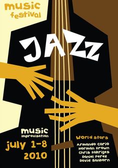 a poster for the jazz festival with hands reaching out to each other and holding strings