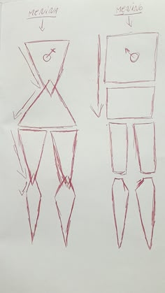 a drawing of two people standing next to each other on top of a piece of paper