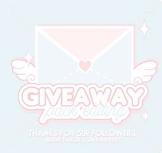 the giveaway package for 50 followers is shown with an envelope and stars on it