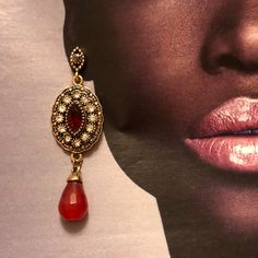 Stunning Earrings. I Bought It At The Muscat Market Gold Plated Crystals Earrings, Muscat, Stunning Earrings, Earrings Color, Crystal Earrings, Red Gold, Gold Plate, Jewelry Earrings, Plating