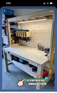 the workbench is being built and ready to be used as a tool bench