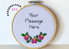 a cross stitch pattern with the words, your message here