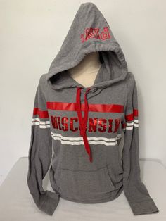 Pink Victoria's Secret Wisconsin Hoodie Size Medium Color: light grey Material: cotton and polyester Thinner material bag 14n JN Grey Material, Color Light, Victoria Secret, Secret Pink, Thrift Store, Wisconsin, Victoria Secret Pink, Light Grey, Victoria's Secret