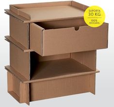 three cardboard boxes stacked on top of each other with the lid open and bottom closed