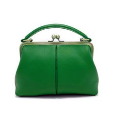 Stylish Small Leather Handbag/Kiss Lock Bag - Retro Inspired Introducing our stylish small leather handbag, the "Small Olive," designed to elevate your fashion game. With its elegant kiss lock closure and timeless appeal, this bag is a perfect blend of functionality and style. It effortlessly transitions from a top handle bag to a shoulder bag, thanks to the additional adjustable shoulder strap. Inside the bag, you'll find an interior pocket with a zipper, providing secure storage for your valua Modern Green Handheld Bag, Modern Green Handheld Bags, Classic Green Bag With Detachable Handle, Classic Green Handheld Bag, Classic Green Handheld Shoulder Bag, Daily Use Pouch With Top Carry Handle, Leather Pouch For Shopping, Classic Green Bag With Detachable Strap, Green Satchel Evening Bag For Travel