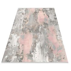 an abstract rug with pink and grey colors