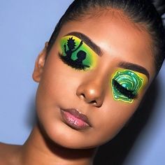 Rick And Morty Makeup, Makeup Ojos, Vibrant Makeup, Media Makeup, Makeup Face Charts, Face Paint Makeup, Face Art Makeup, Rave Makeup, Rick Y Morty