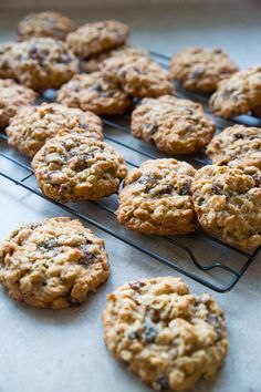 chocolate chip cookies cooling on a rack in the oven, ready to be baked into muffins