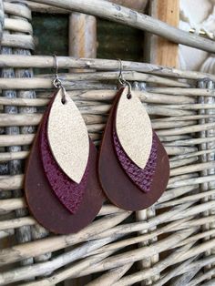 Dyi Earrings, Burgundy And Brown, Diy En Cuir, Jewelry Editorial