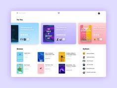 an image of a website page with books on the front and back pages, all in different colors