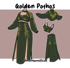 an image of a woman's dress and hat with the words golden ponies on it