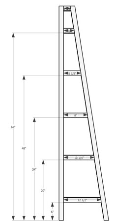 a drawing of a wooden ladder with measurements