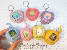 crochet keychains with different designs on them