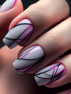 Fancy Nail Art, Nail Tip Designs, Latest Nail Designs, Nail Art Stripes, Stylish Nails Designs, Color Nails, Nails White, Classy Nails, Foot Care