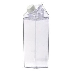 a clear plastic bottle with a white cap