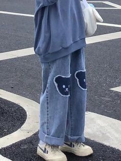 Harajuku Women, Dream Outfits, Baggy Clothes, High Waist Denim, Jeans Y2k, Printed Jeans, Straight Trousers, Mode Inspo, 가을 패션