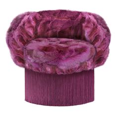 a purple chair with fur on it