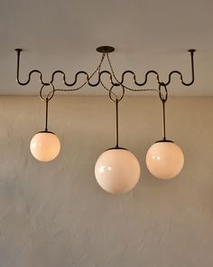 three light fixtures hanging from the ceiling